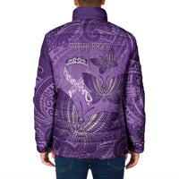 Personalised Polynesia Lupus Awareness Month Padded Jacket Warrior Purple Ribbon Polynesian Butterflies