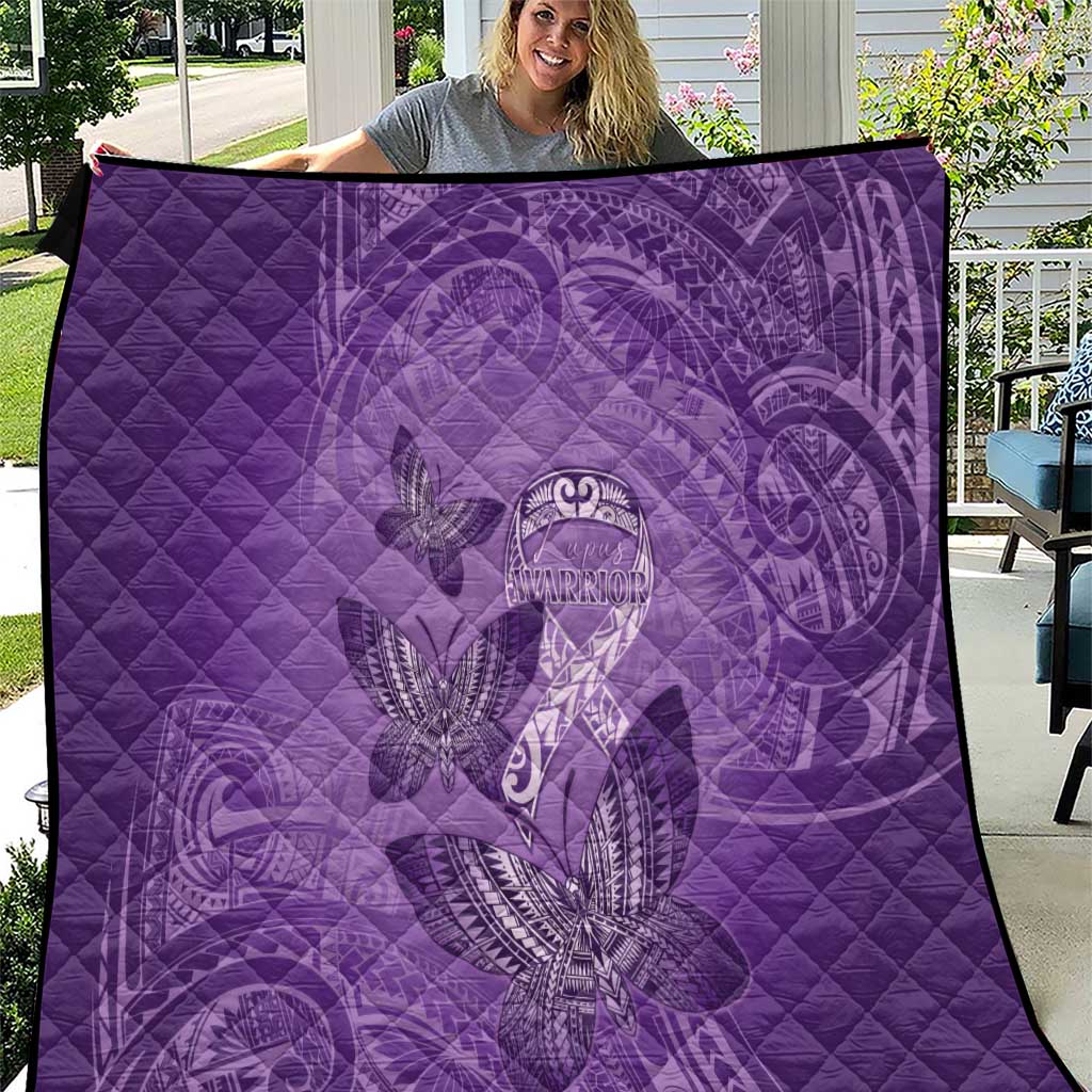 Polynesia Lupus Awareness Month Quilt Warrior Purple Ribbon Polynesian Butterflies