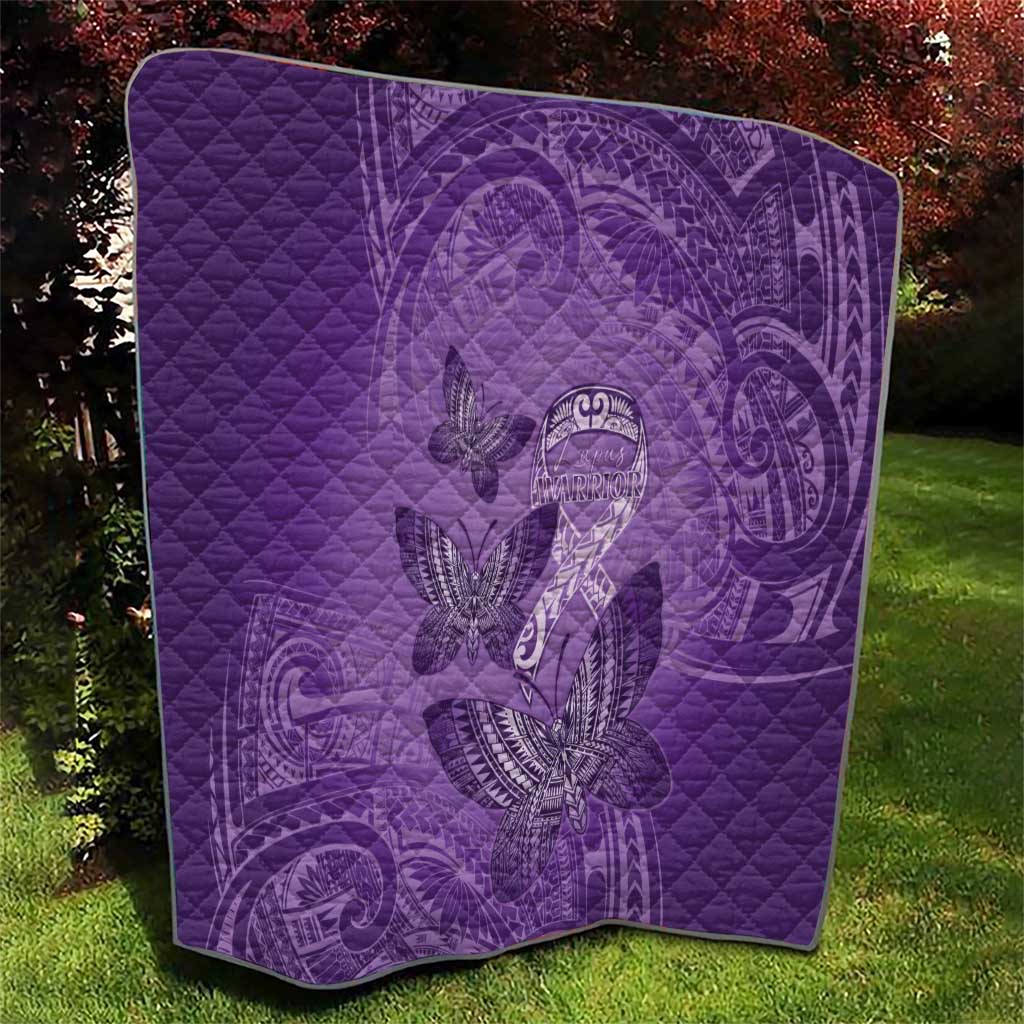 Polynesia Lupus Awareness Month Quilt Warrior Purple Ribbon Polynesian Butterflies