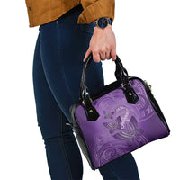 Polynesia Lupus Awareness Month Shoulder Handbag Warrior Purple Ribbon Polynesian Butterflies