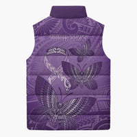 Personalised Polynesia Lupus Awareness Month Sleeveless Puffer Jacket Warrior Purple Ribbon Polynesian Butterflies