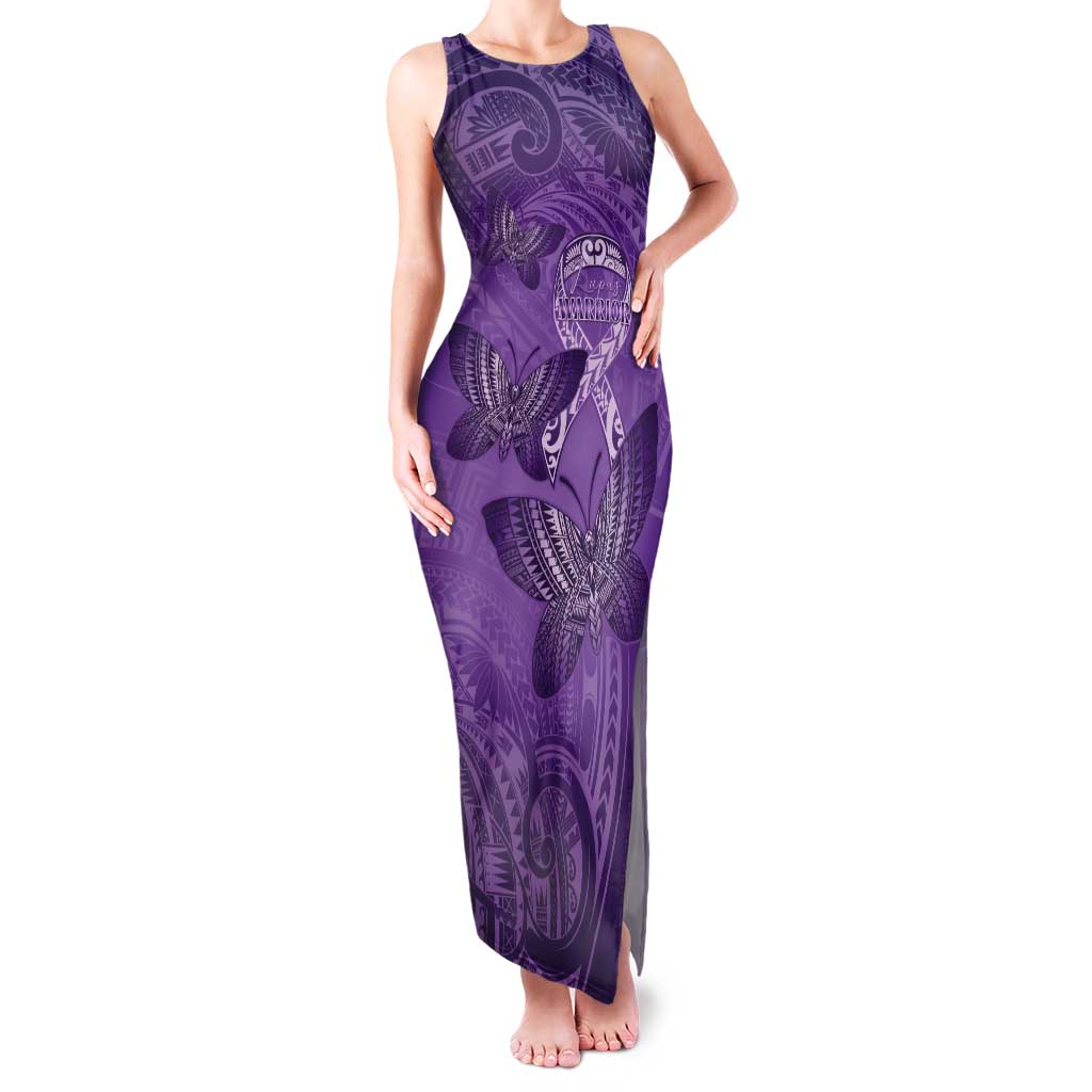 Personalised Polynesia Lupus Awareness Month Tank Maxi Dress Warrior Purple Ribbon Polynesian Butterflies