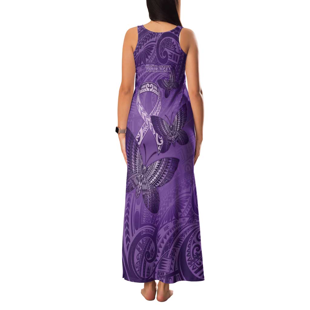 Personalised Polynesia Lupus Awareness Month Tank Maxi Dress Warrior Purple Ribbon Polynesian Butterflies