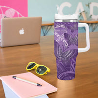 Personalised Polynesia Lupus Awareness Month Tumbler With Handle Warrior Purple Ribbon Polynesian Butterflies