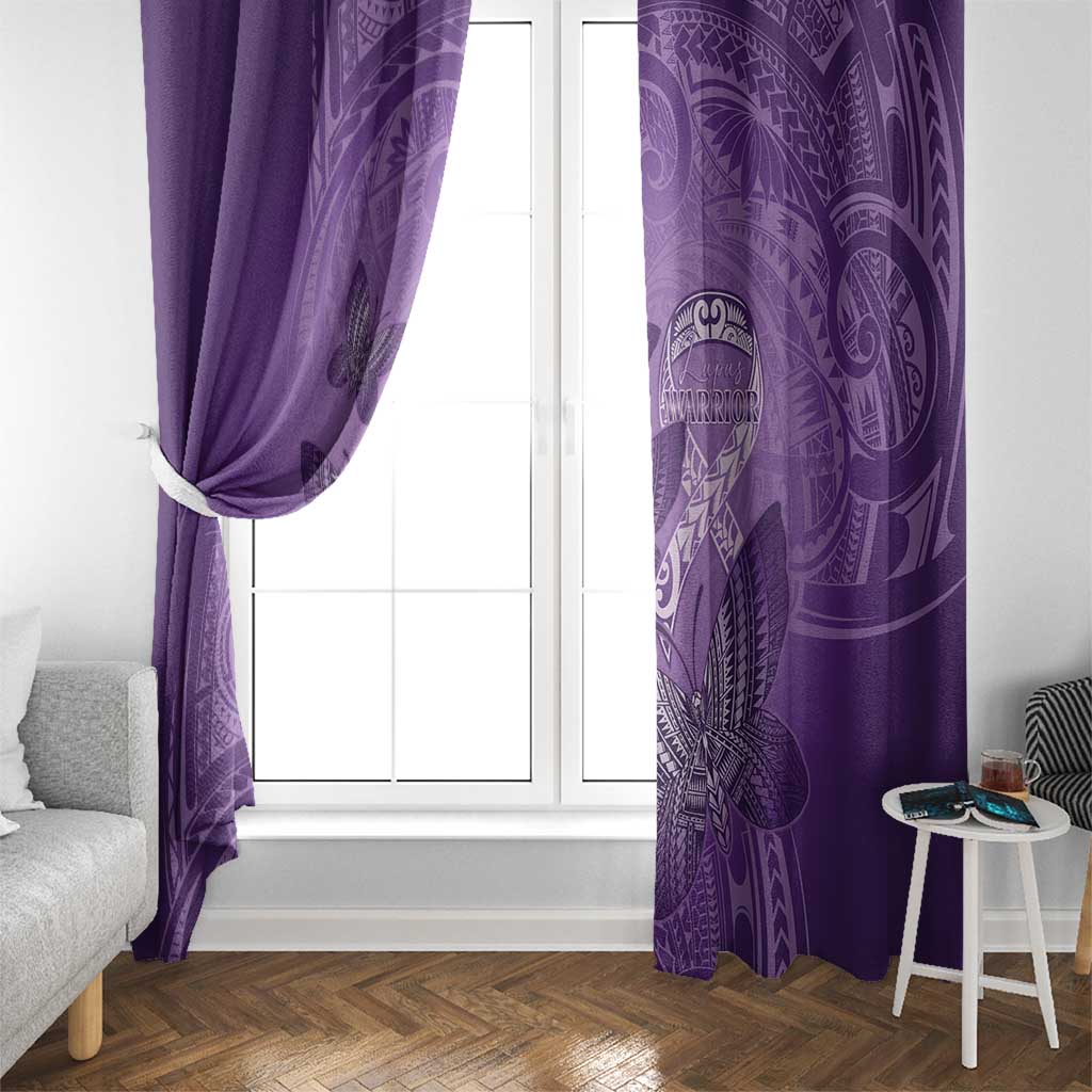 Polynesia Lupus Awareness Month Window Curtain Warrior Purple Ribbon Polynesian Butterflies