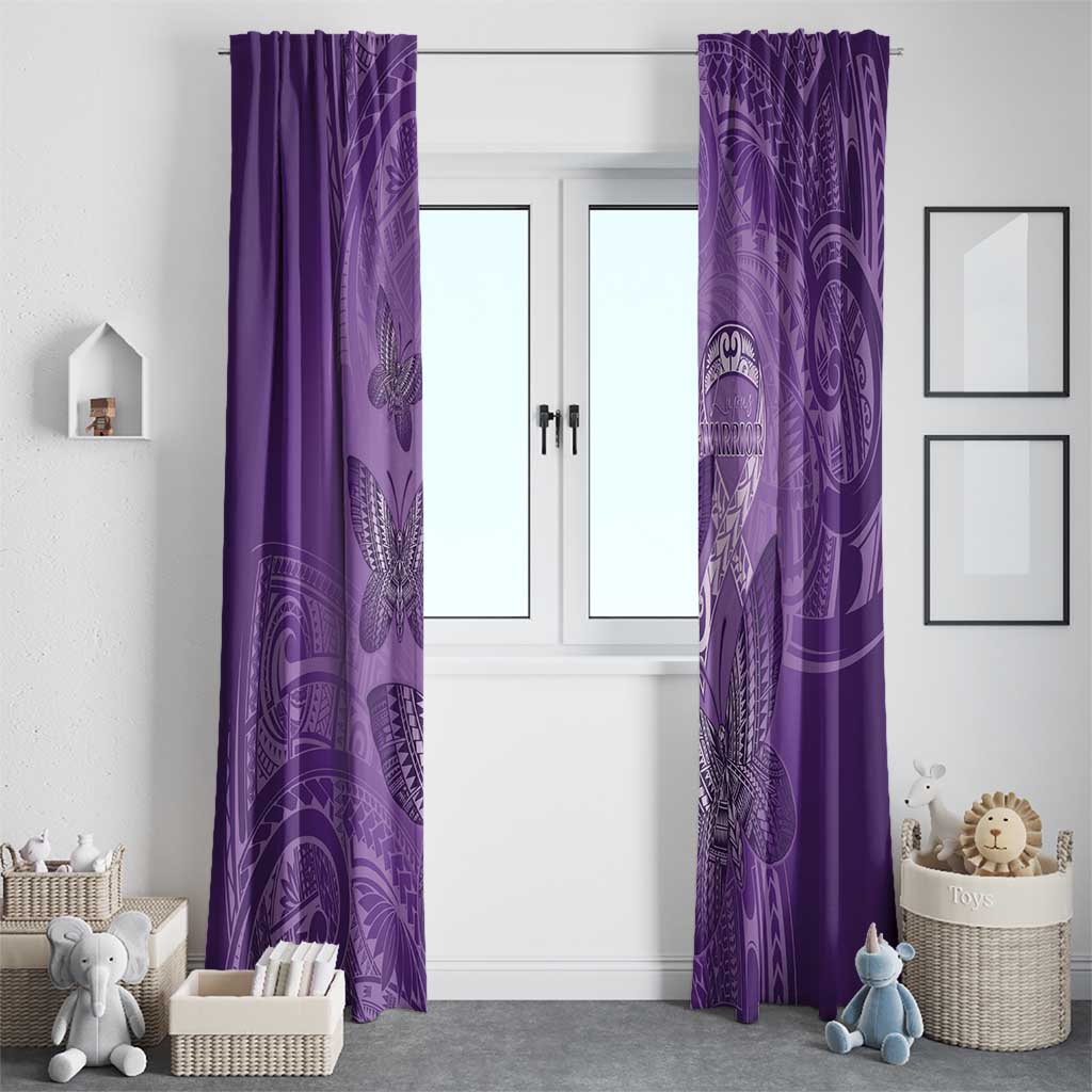 Polynesia Lupus Awareness Month Window Curtain Warrior Purple Ribbon Polynesian Butterflies