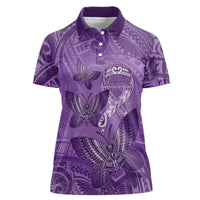 Personalised Polynesia Lupus Awareness Month Women Polo Shirt Warrior Purple Ribbon Polynesian Butterflies