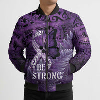 Lupus Awareness Month New Zealand Bomber Puffer Jacket Be Strong Warrior Maori Silver Fern
