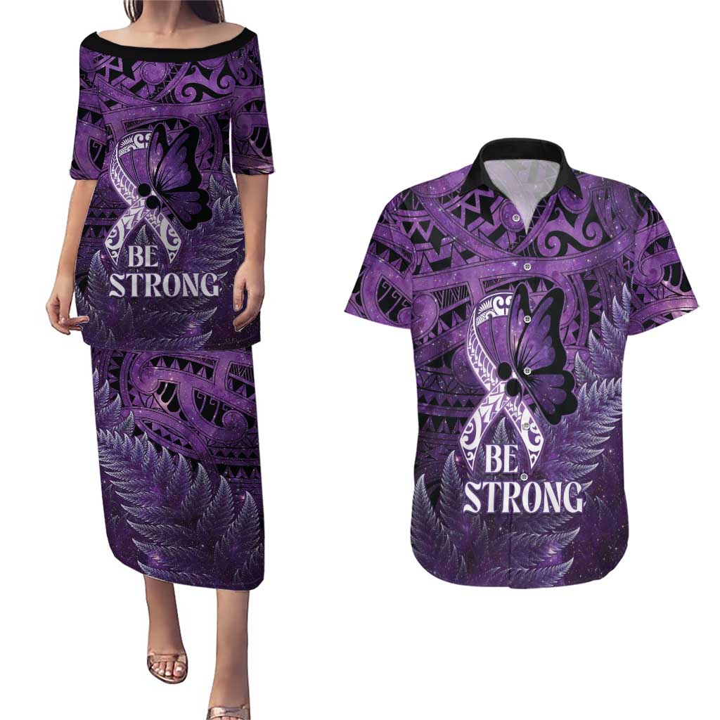 Lupus Awareness Month New Zealand Couples Matching Puletasi and Hawaiian Shirt Be Strong Warrior Maori Silver Fern