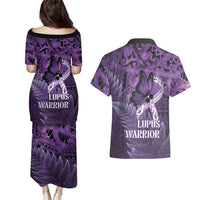 Lupus Awareness Month New Zealand Couples Matching Puletasi and Hawaiian Shirt Be Strong Warrior Maori Silver Fern LT14 - Polynesian Pride