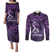 Lupus Awareness Month New Zealand Couples Matching Puletasi and Long Sleeve Button Shirt Be Strong Warrior Maori Silver Fern