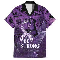 Lupus Awareness Month New Zealand Family Matching Off The Shoulder Long Sleeve Dress and Hawaiian Shirt Be Strong Warrior Maori Silver Fern LT14 Dad's Shirt - Short Sleeve Purple - Polynesian Pride