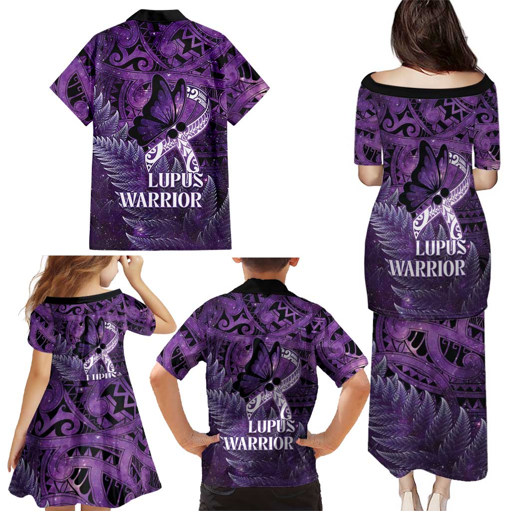 Lupus Awareness Month New Zealand Family Matching Puletasi and Hawaiian Shirt Be Strong Warrior Maori Silver Fern LT14 - Polynesian Pride