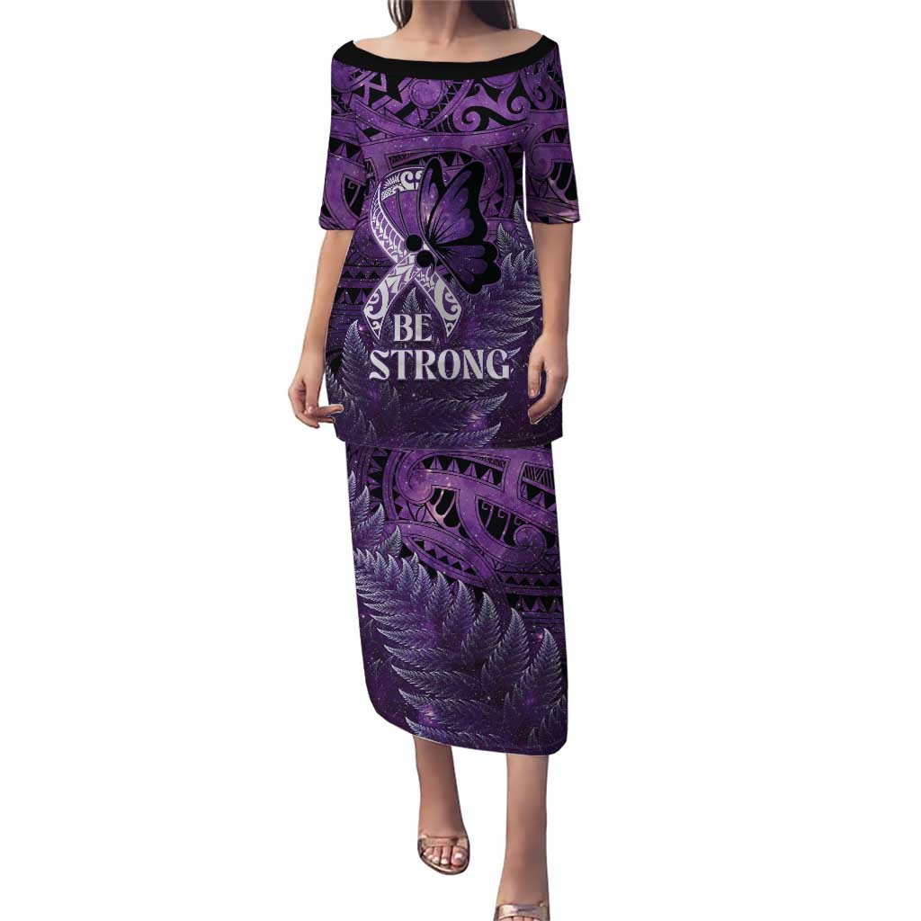 Lupus Awareness Month New Zealand Family Matching Puletasi and Hawaiian Shirt Be Strong Warrior Maori Silver Fern LT14 Mom's Dress Purple - Polynesian Pride