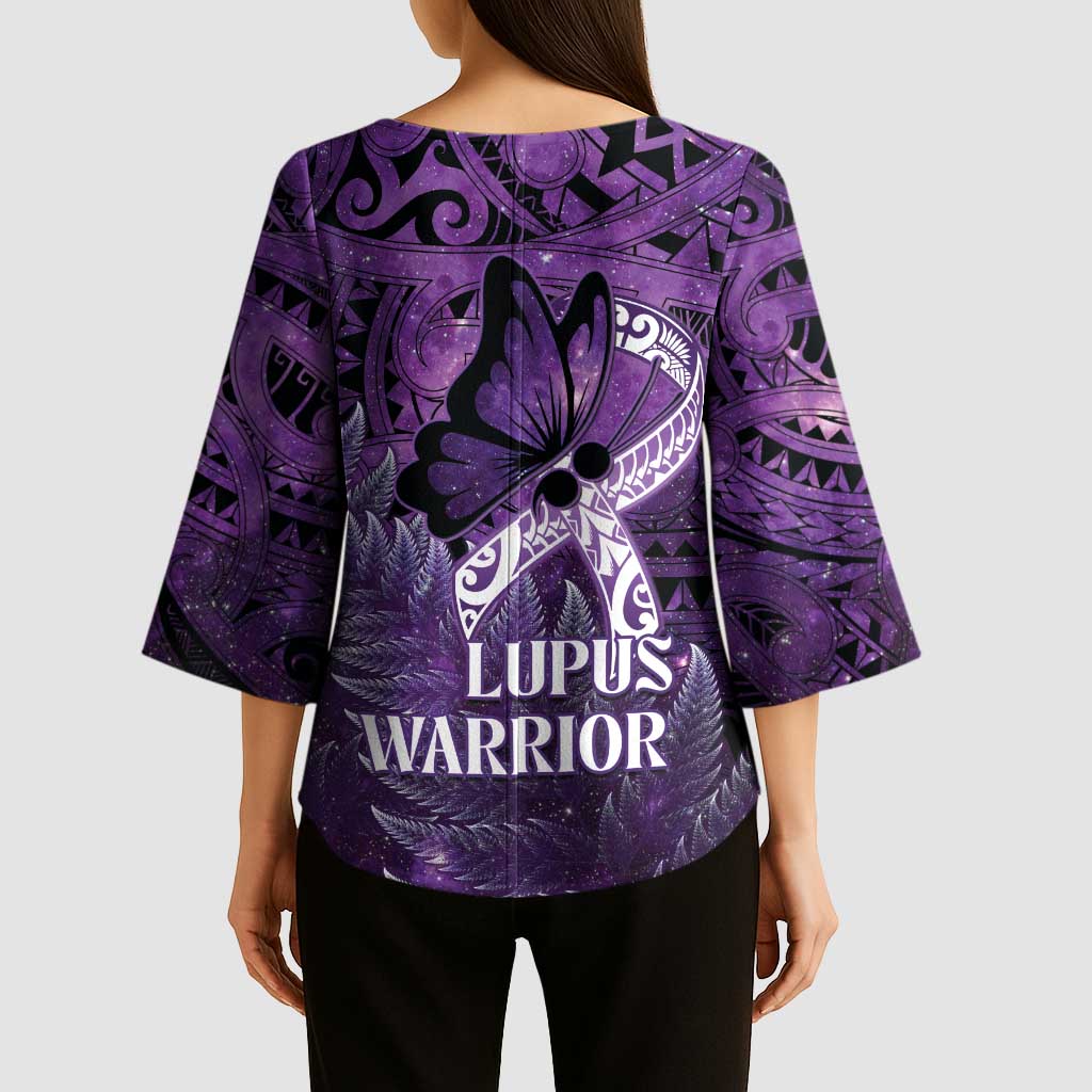 Lupus Awareness Month New Zealand Kimono Sleeve Blouse Be Strong Warrior Maori Silver Fern