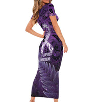 Lupus Awareness Month New Zealand Short Sleeve Bodycon Dress Be Strong Warrior Maori Silver Fern