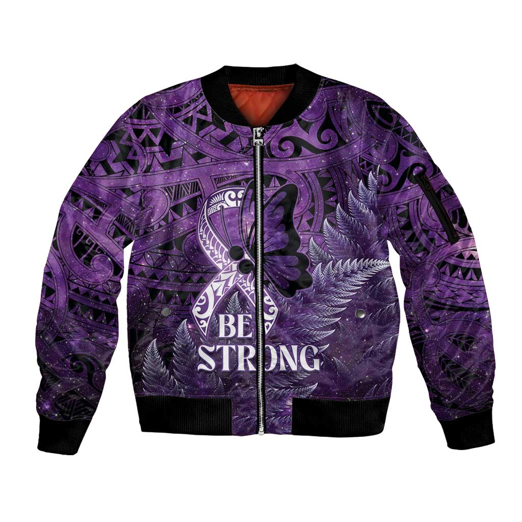 Lupus Awareness Month New Zealand Sleeve Zip Bomber Jacket Be Strong Warrior Maori Silver Fern