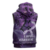 Lupus Awareness Month New Zealand Sleeveless Zip Hoodie Be Strong Warrior Maori Silver Fern
