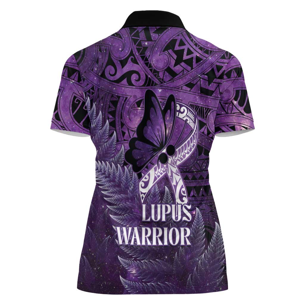 Lupus Awareness Month New Zealand Women Polo Shirt Be Strong Warrior Maori Silver Fern LT14 - Polynesian Pride