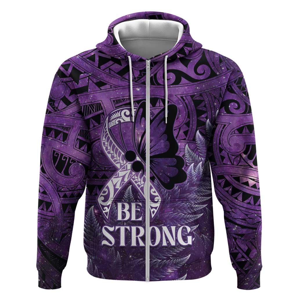Lupus Awareness Month New Zealand Zip Hoodie Be Strong Warrior Maori Silver Fern