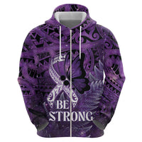 Lupus Awareness Month New Zealand Zip Hoodie Be Strong Warrior Maori Silver Fern