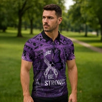 Lupus Awareness Month New Zealand Zipper Polo Shirt Be Strong Warrior Maori Silver Fern
