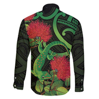New Zealand Gecko Family Matching Mermaid Dress and Hawaiian Shirt Aotearoa Maori With Pohutukawa Flowers LT14 - Polynesian Pride