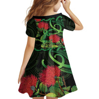 New Zealand Gecko Family Matching Tank Maxi Dress and Hawaiian Shirt Aotearoa Maori With Pohutukawa Flowers LT14 - Polynesian Pride