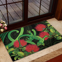 New Zealand Gecko Rubber Doormat Aotearoa Maori With Pohutukawa Flowers
