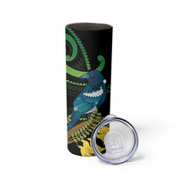 New Zealand Tui Bird Skinny Tumbler Aotearoa Maori With Kowhai Flowers LT14 - Polynesian Pride