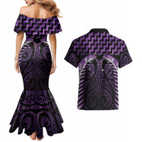 Purple Matariki New Zealand Couples Matching Mermaid Dress and Hawaiian Shirt Maori Poutama Galaxy Vibes LT14 - Polynesian Pride
