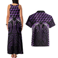Purple Matariki New Zealand Couples Matching Tank Maxi Dress and Hawaiian Shirt Maori Poutama Galaxy Vibes LT14 - Polynesian Pride