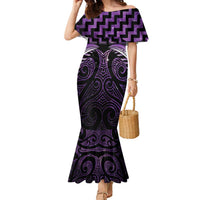 Purple Matariki New Zealand Family Matching Mermaid Dress and Hawaiian Shirt Maori Poutama Galaxy Vibes LT14 Mom's Dress Purple - Polynesian Pride