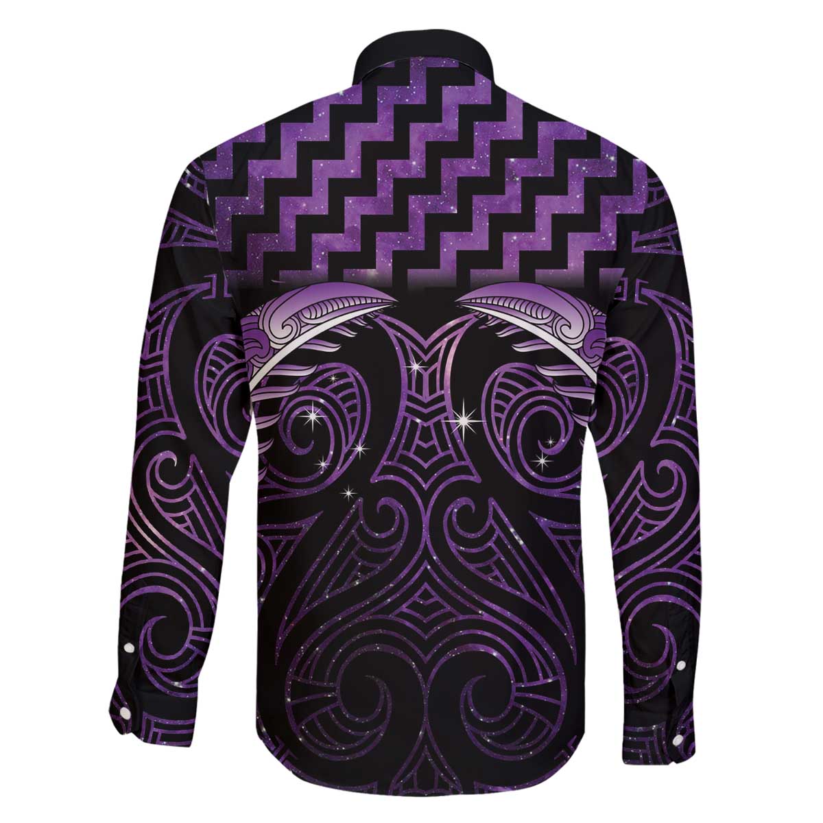 Purple Matariki New Zealand Family Matching Off The Shoulder Long Sleeve Dress and Hawaiian Shirt Maori Poutama Galaxy Vibes LT14 - Polynesian Pride