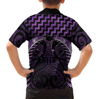 Purple Matariki New Zealand Family Matching Off Shoulder Maxi Dress and Hawaiian Shirt Maori Poutama Galaxy Vibes LT14 - Polynesian Pride