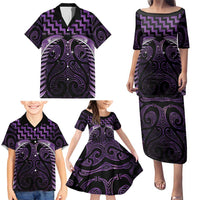 Purple Matariki New Zealand Family Matching Puletasi and Hawaiian Shirt Maori Poutama Galaxy Vibes LT14 - Polynesian Pride
