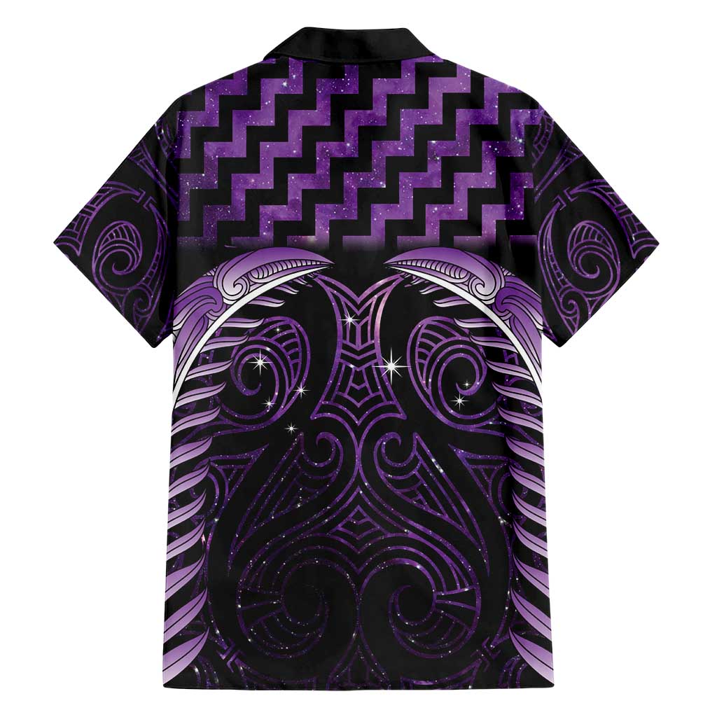 Purple Matariki New Zealand Family Matching Short Sleeve Bodycon Dress and Hawaiian Shirt Maori Poutama Galaxy Vibes LT14 - Polynesian Pride