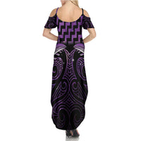 Purple Matariki New Zealand Family Matching Summer Maxi Dress and Hawaiian Shirt Maori Poutama Galaxy Vibes LT14 - Polynesian Pride