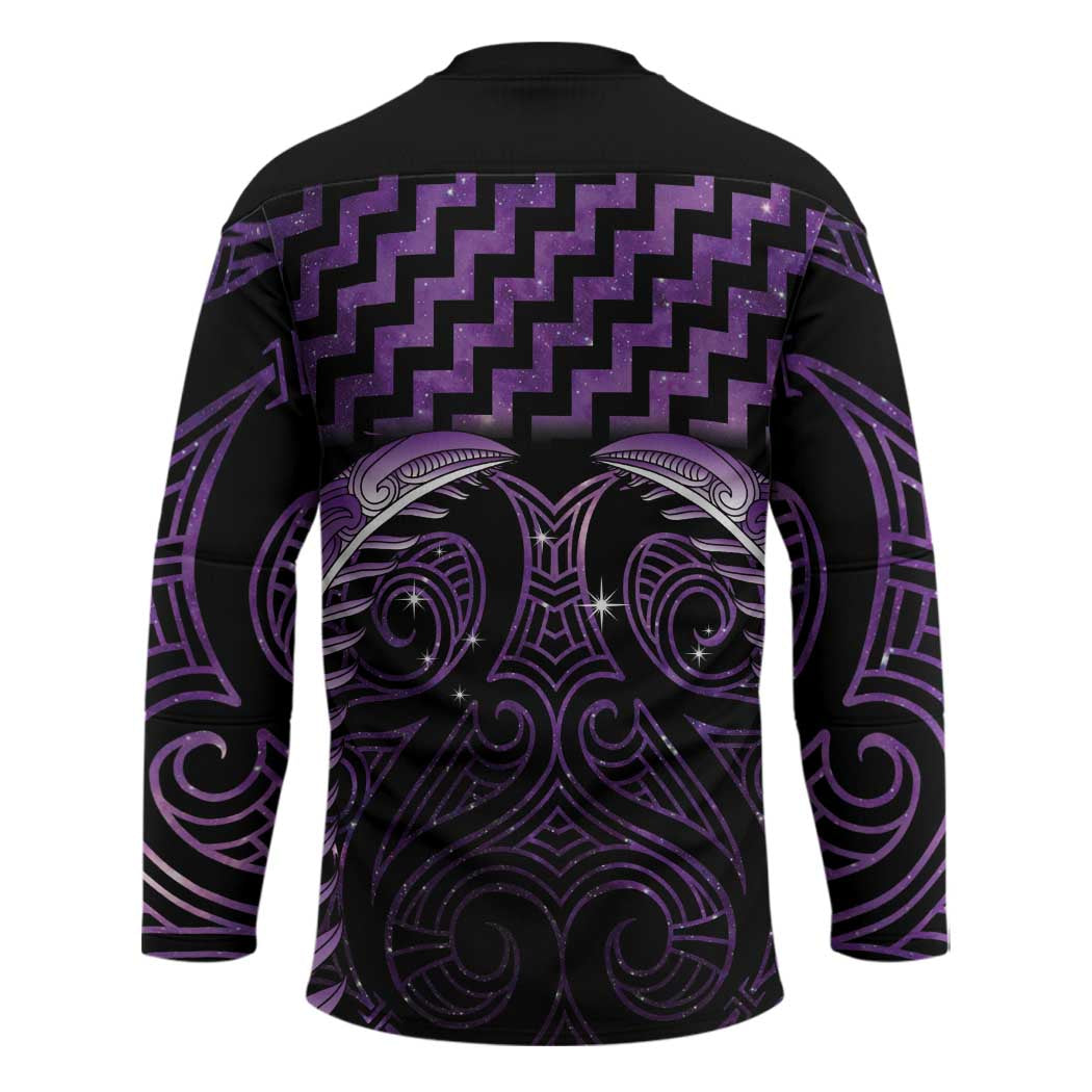 Purple Matariki New Zealand Hockey Jersey Maori Poutama Galaxy Vibes - Polynesian Pride