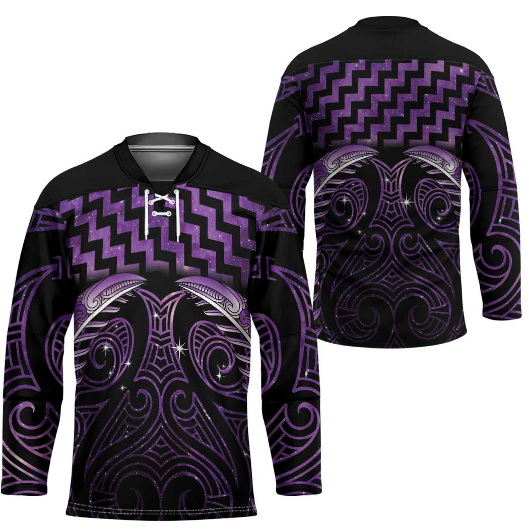 Purple Matariki New Zealand Hockey Jersey Maori Poutama Galaxy Vibes - Polynesian Pride