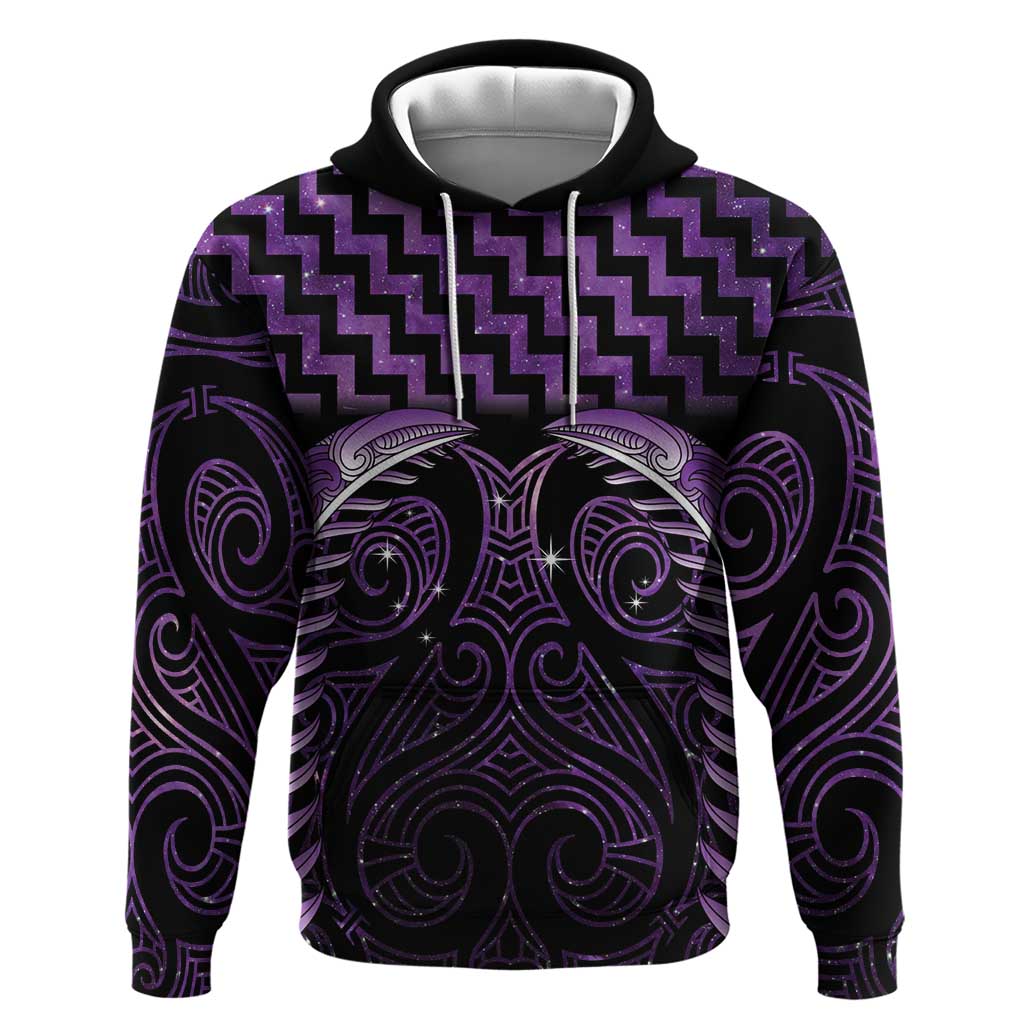 Purple Matariki New Zealand Hoodie Maori Poutama Galaxy Vibes