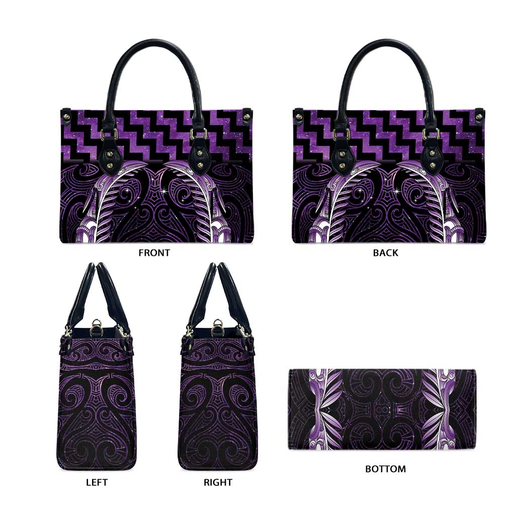 Purple Matariki New Zealand Leather Bag Maori Poutama Galaxy Vibes - Polynesian Pride