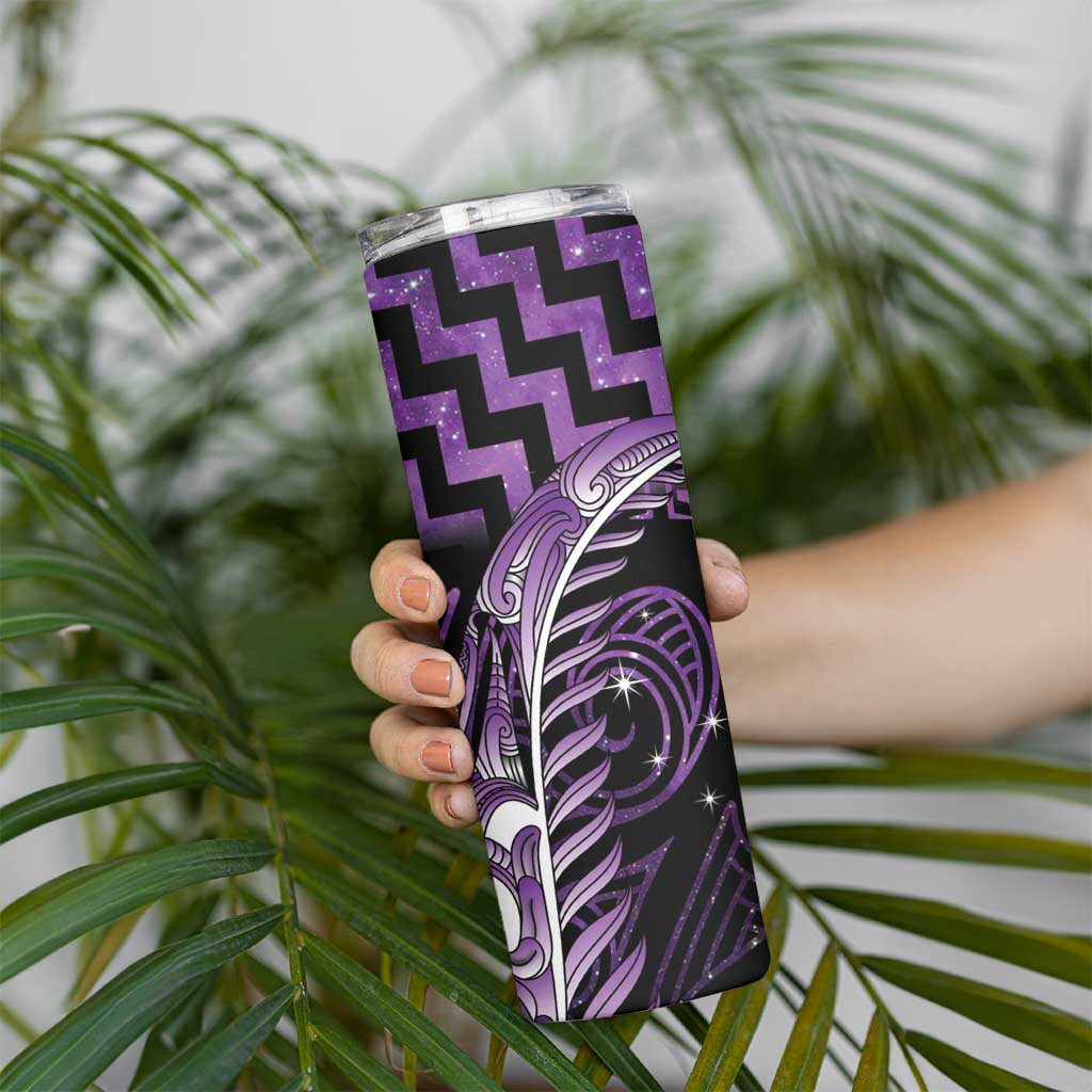 Purple Matariki New Zealand Skinny Tumbler Maori Poutama Galaxy Vibes LT14 - Polynesian Pride