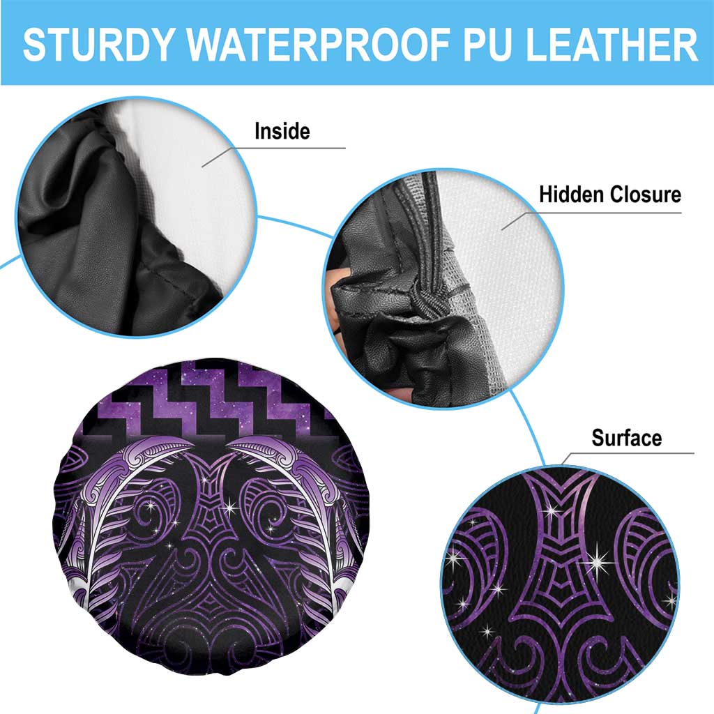 Purple Matariki New Zealand Spare Tire Cover Maori Poutama Galaxy Vibes