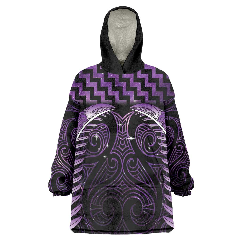 Purple Matariki New Zealand Wearable Blanket Hoodie Maori Poutama Galaxy Vibes LT14 One Size Purple - Polynesian Pride