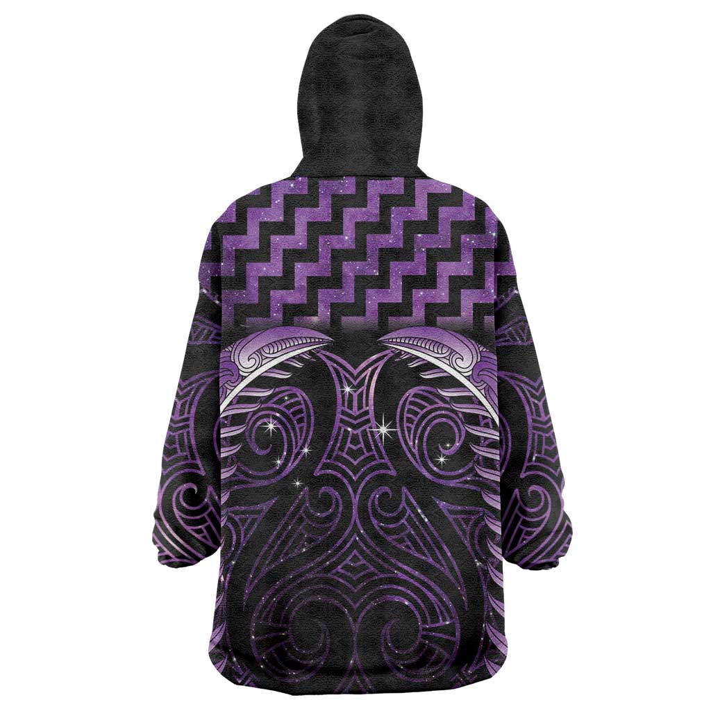 Purple Matariki New Zealand Wearable Blanket Hoodie Maori Poutama Galaxy Vibes LT14 - Polynesian Pride