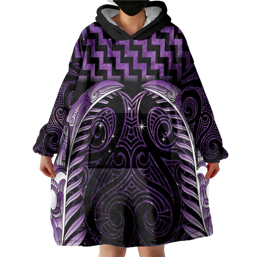 Purple Matariki New Zealand Wearable Blanket Hoodie Maori Poutama Galaxy Vibes LT14 - Polynesian Pride
