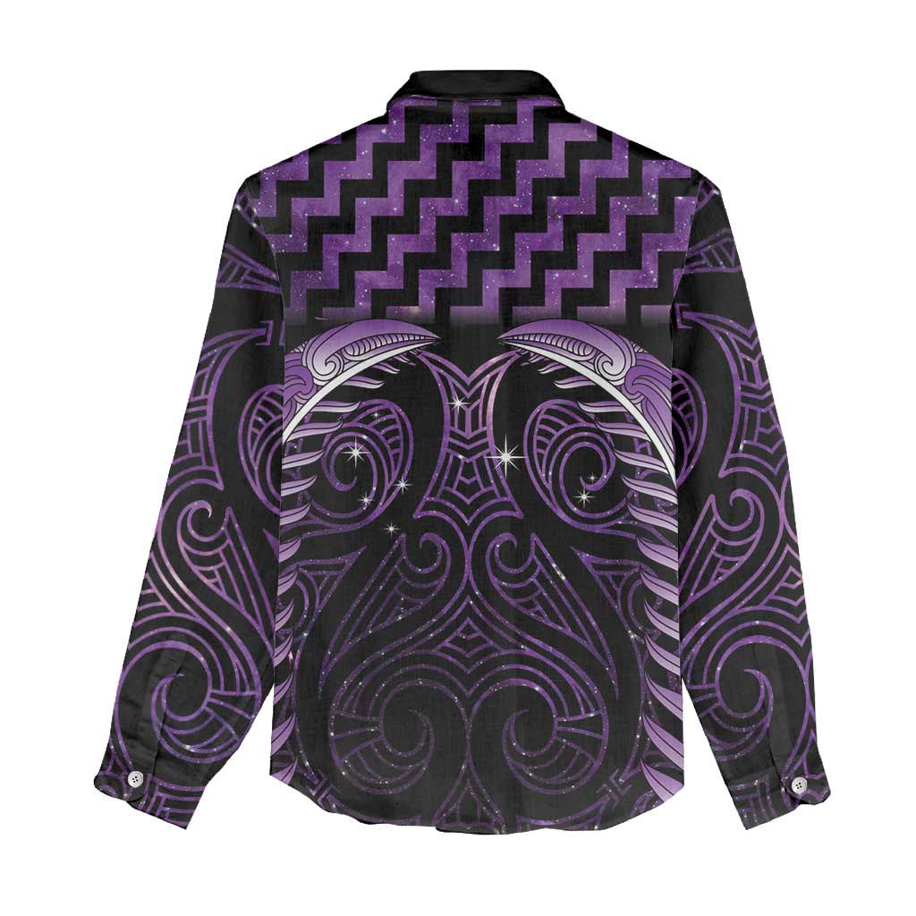 Purple Matariki New Zealand Women Casual Shirt Maori Poutama Galaxy Vibes LT14 - Polynesian Pride