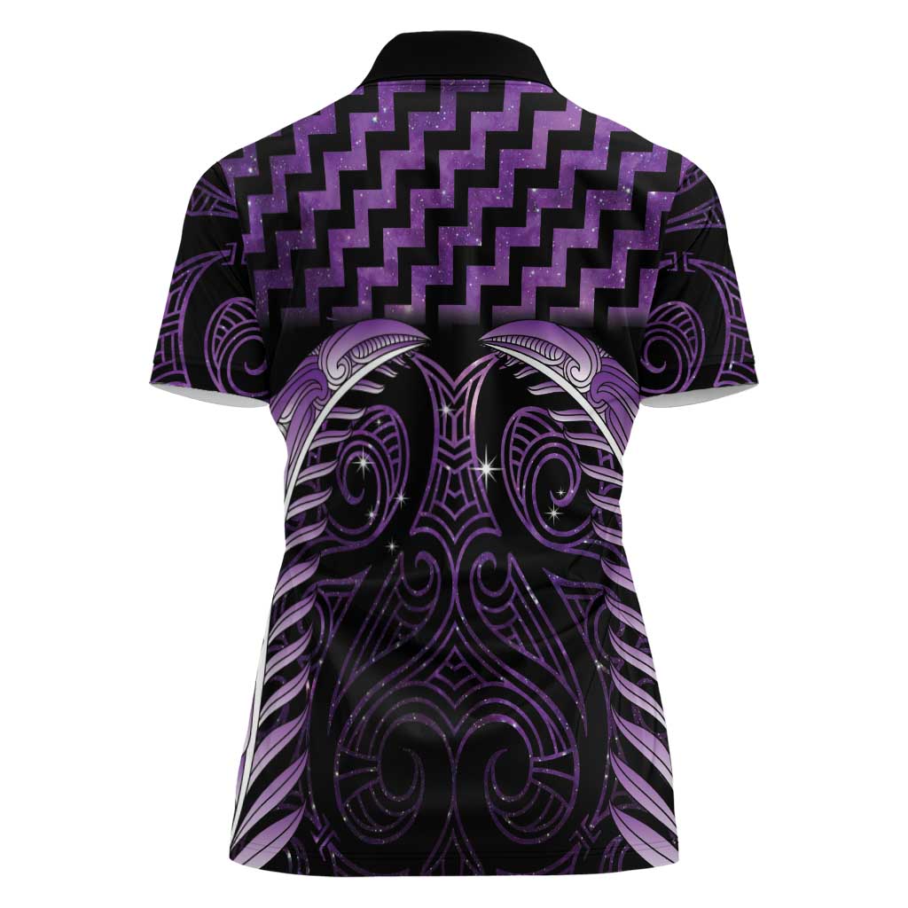 Purple Matariki New Zealand Women Polo Shirt Maori Poutama Galaxy Vibes LT14 - Polynesian Pride