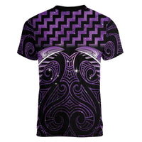 Purple Matariki New Zealand Women V-Neck T-Shirt Maori Poutama Galaxy Vibes LT14 - Polynesian Pride
